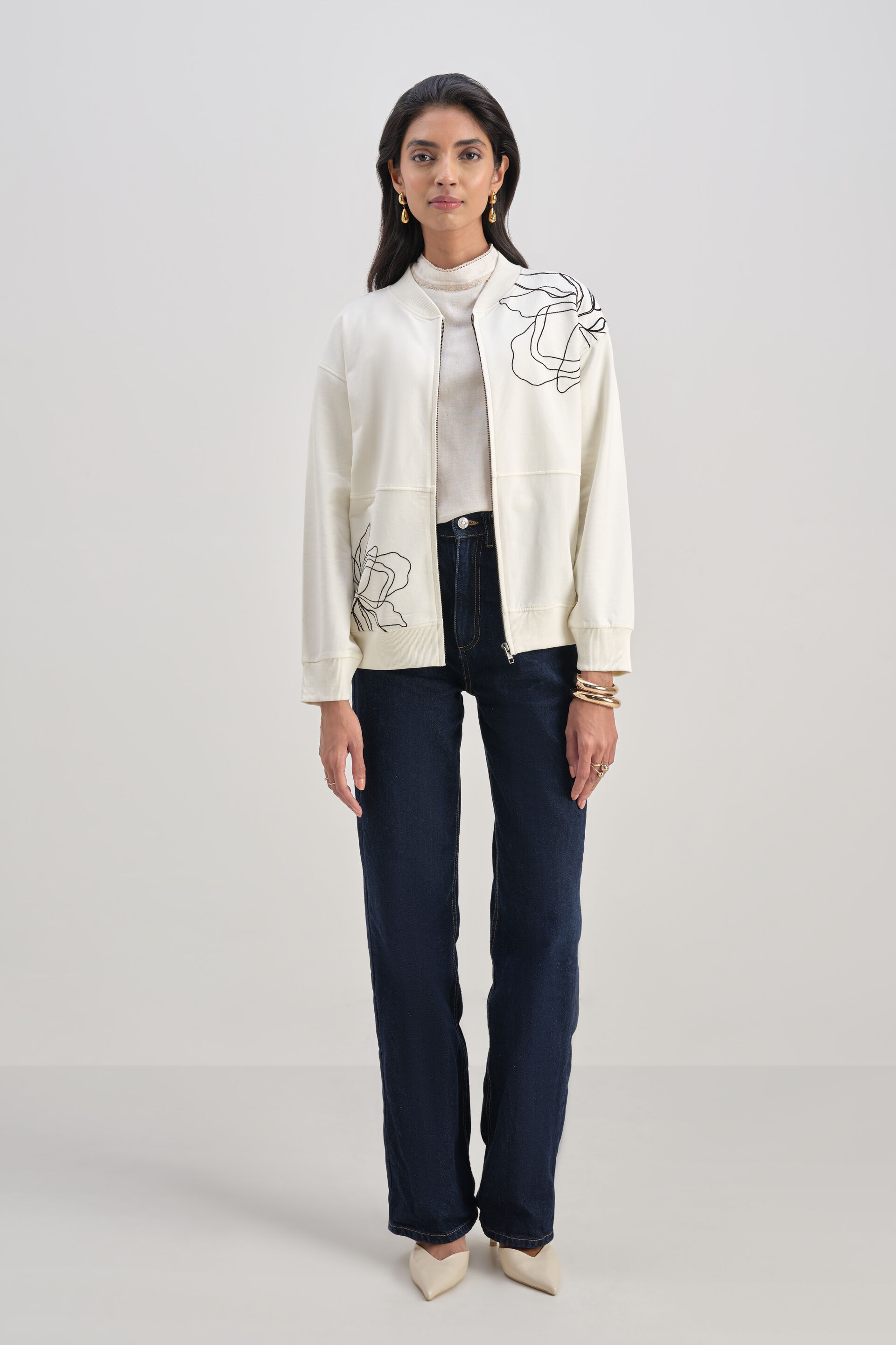 Blair Cream Cotton Jacket, Cream, image 3